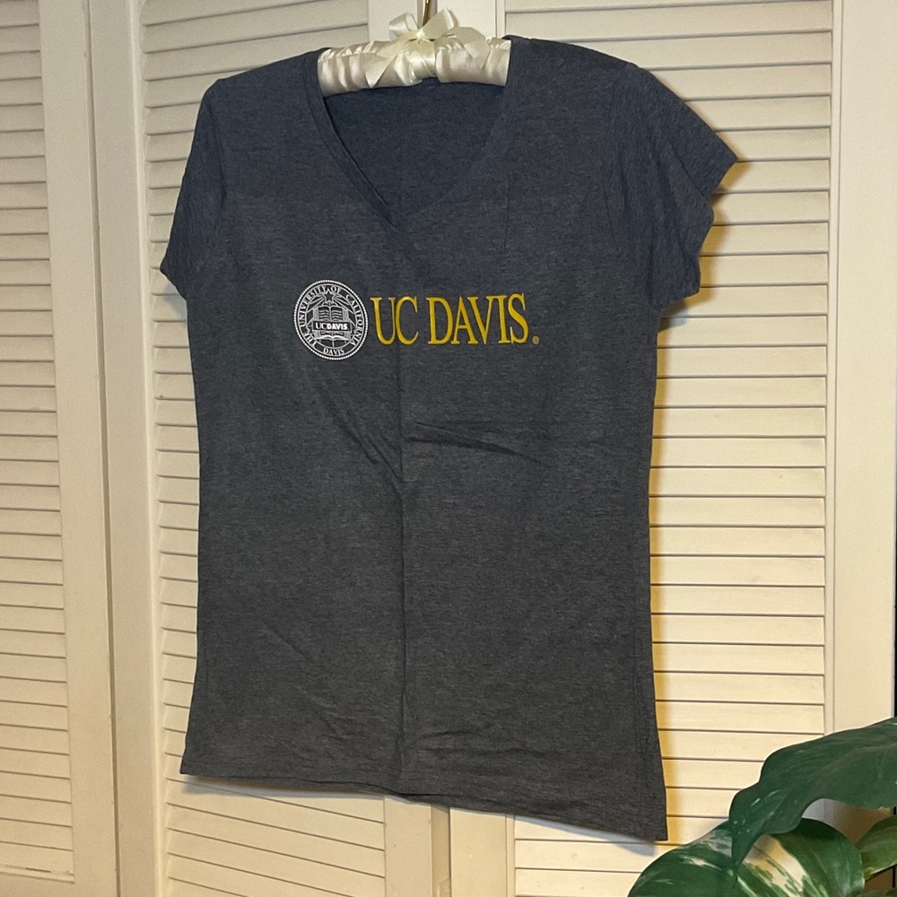UC Davis Dark Gray Women's V-Neck T-Shirt